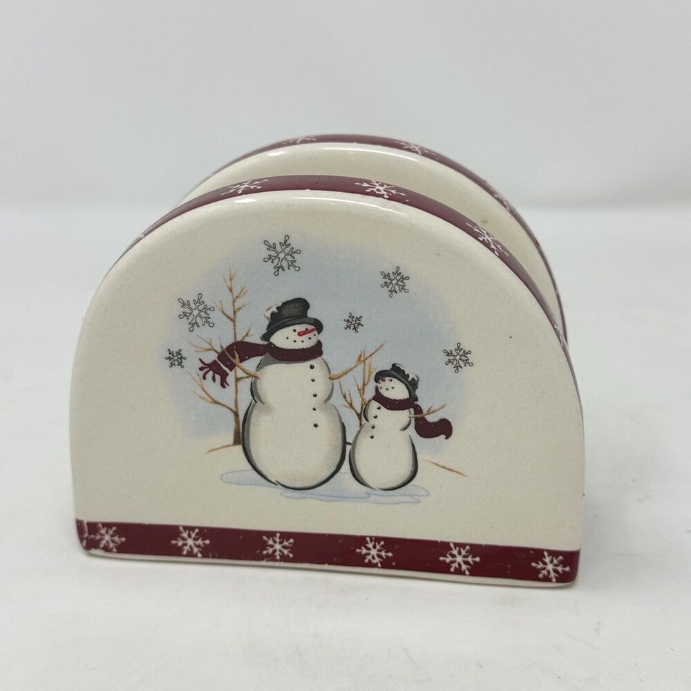 Royal Seasons Snowman Napkin Holder Stoneware Ceramic Winter Table Decor RN1